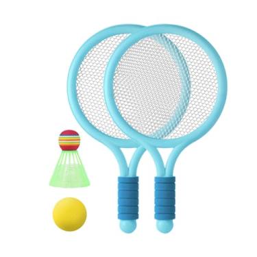 Imagem de Tachiuwa Conjunto de raquete de badminton infantil, raquete de tênis para crianças, brinquedos de praia, com petecas e bolas de tênis para praia, esportes,