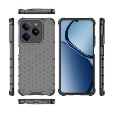 Imagem de Pzwoxukhov Capa compatível com Realme C63 4G/C61 4G, compatível com Realme Narzo N63 Honeycomb Anti-Drop Shock Absorbing Case Preto
