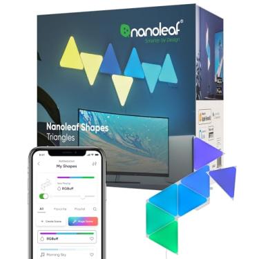 Imagem de Nanoleaf Formas de luzes de parede LED, painéis de parede inteligentes RGBW com mais de 16 m de cor, funciona com Alexa e Google Assistant, sincronização de música, espelho de tela, pacote de expansão