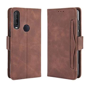 Imagem de Capa com compartimento para cartão para Alcatel 1SE 2020, capa flip carteira de couro para Alcatel 1SE 2020, capa magnética retrô para celular, capa carteira com compartimentos para cartões