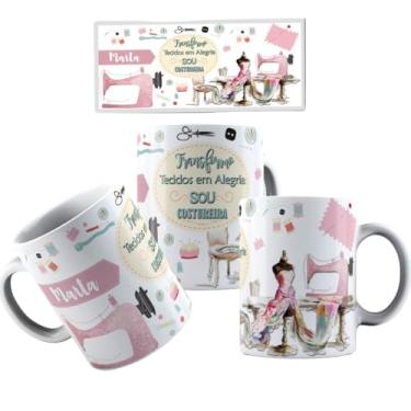 Imagem de Canecas de Porcelana Branca Personalizadas Coleção Profissões 4 (Costureira)