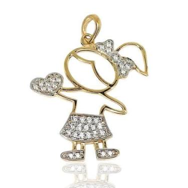 Imagem de Pingente de ouro 18k Filha com Pedras - Elegancy Joias