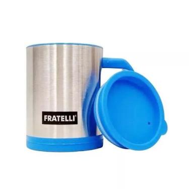 Imagem de  Caneca Copo Mixer De Inox Com Tampa 350ml - Fratelli, AZUL