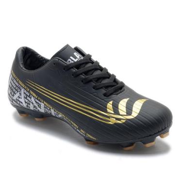 Imagem de Chuteira Campo Cano Baixo 38 ao 44 Preto Dourado Blank com Solado Cost