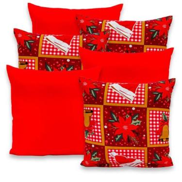 Imagem de Lindíssimas Kit c/6 Capas de Almofadas Natalinas 40cm x 40cm Lisas e E