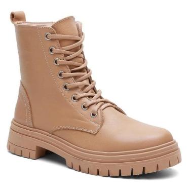 Imagem de Coturno Feminino Couro Cano Curto Tratorado Moderno - Venetto, 39, Mar