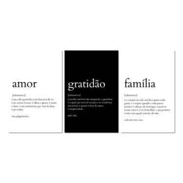 Imagem de Kit 3 Placas Decorativas Frases Família Gratidão 20x30 cm Mdf - Art Pr