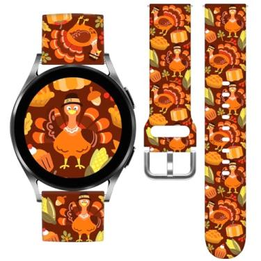 Imagem de Vieeki Pulseiras femininas de relógio de Ação de Graças Turquia compatíveis com Samsung Galaxy Watch 7, 6, 5, 4, 5 Pro (45 mm), 4 Classic (46 mm)/3 (41 mm)/Active 2, pulseira de silicone de