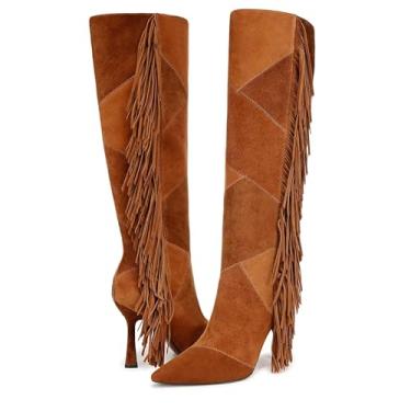 Imagem de Sam Edelman Ellis Bota de cano alto feminina, Frontier Brown/Harvest Brown Wide Calf, 36