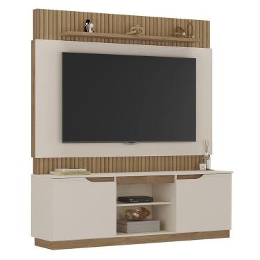 Imagem de Home Painel Sala Para Tv 70 Polegadas Com 2 Portas Off White-canelato+3d Off White-canelato+3d