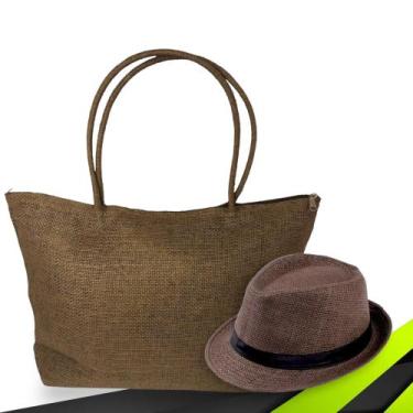 Imagem de Kit Chapéu Palha + Bolsa Casual Praia Feminino ABA CURTA 991 - IRON, M