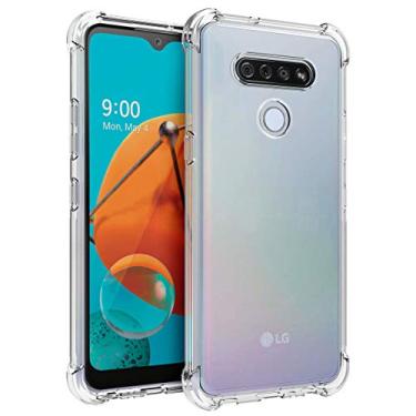 Imagem de Osophter Capa para LG K51, capa LG Reflect, flor transparente para meninas e mulheres, cantos reforçados transparentes, capa de celular flexível com absorção de choque TPU para LG K51 (transparente)