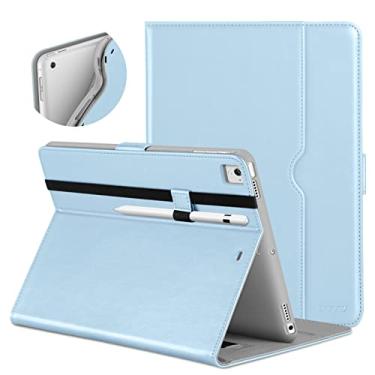 Imagem de DTTO Capa para iPad 9,7 polegadas 5ª/6ª geração 2018/2017 com suporte para Apple Pencil, capa de couro premium com suporte para Apple iPad 9,7 polegadas, também serve para iPad Pro 9,7/Air 2/Air - Azul gelo