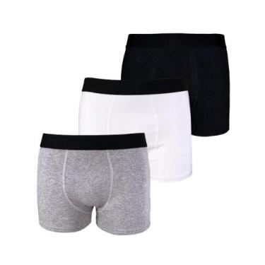 Imagem de Kit com 3 Cuecas Boxer Box Try Basics Algodão Cotton Lisa Básica Casua