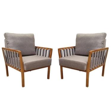 Imagem de Kit 2 poltronas decorativa luxo  califórnia dora bela, Cinza Linho 100