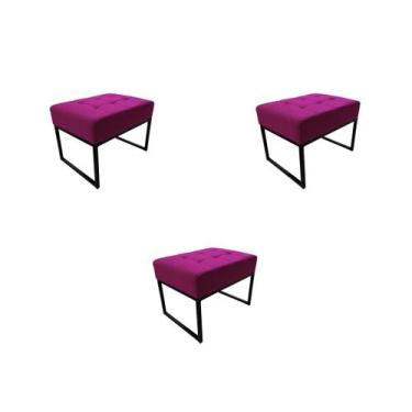 Imagem de Kit 3 Puffs Base Aluminio Tommy Sued Marsala - Kimi Design