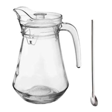 Imagem de Jarra De Vidro Com Tampa Suco água 1.5 Litros + Colher Bailarina