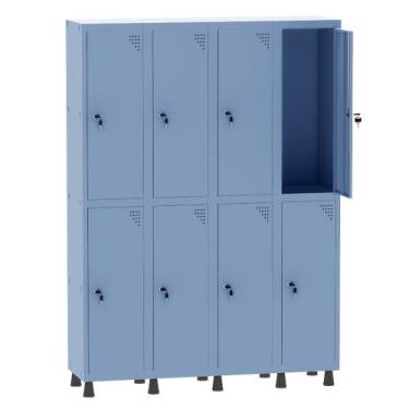 Imagem de Armário Guarda Volume Locker Roupeiro 4 Vãos 8 Portas Aço GRF504/8 Azu