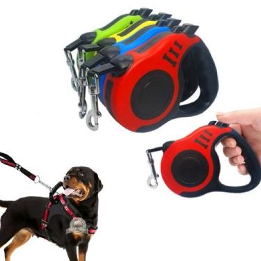 Imagem de Guia Coleira Retrátil 5 METROS Passeio Com Segurança Pets Cachorro Gat