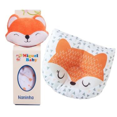 Imagem de Kit Naninha + Travesseiro Bebê Anatômico Apoio Cabeça  Raposa - Floren