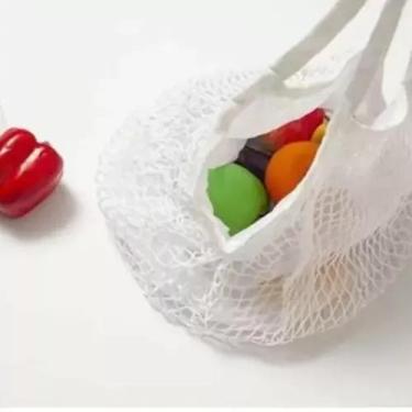 Imagem de Bolsa Alça Macramê Forro Sacola Rede Praia Compra Passeio - NEO, Branc