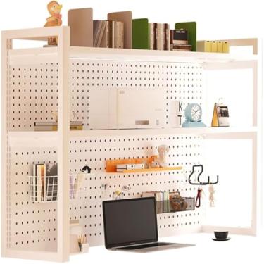 Imagem de Prateleira de armazenamento de mesa para monitor de mesa de exibição de 3 níveis, altura de prateleira ajustável de armazenamento DIY, prateleira organizadora de metal, para organizador de materiais