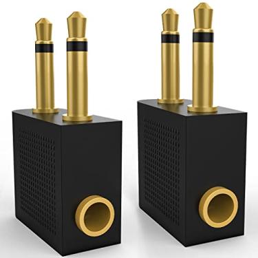 Imagem de Asobilor Adaptador de fone de ouvido de avião compatível com fones de ouvido Sony WH-1000xm5 WH-1000xm4 WH-1000xm3 WH-ch510 WH-ch710n WH-xb910n, dois adaptadores de avião macho de 3,5 mm para fêmea de