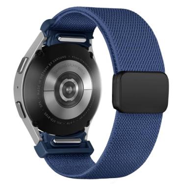 Imagem de Pulseiras de tecido One Click para Samsung Galaxy Watch 7 6 5/4/FE de 40 mm e 44 mm/Galaxy Watch 6 Classic de 43 mm e 47 mm/5 Pro de 45 mm/4 Classic de 42 mm e 46 mm, pulseira esportiva de nylon