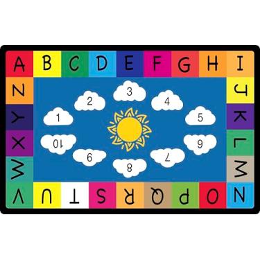 Imagem de Genki - Tapetes infantis para sala de jogos – Tapete de área de aprendizagem ABC para sala de jogos, sala de aula, jardim de infância e pré-escola – Tapete educativo com alfabeto infantil para