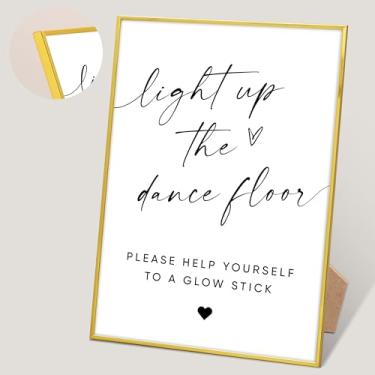 Imagem de Placa de casamento com bastões brilhantes, decoração de pista de dança de casamento, placas de casamento para cerimônia e recepção, decoração de mesa de festa de noivado, placa de madeira com moldura