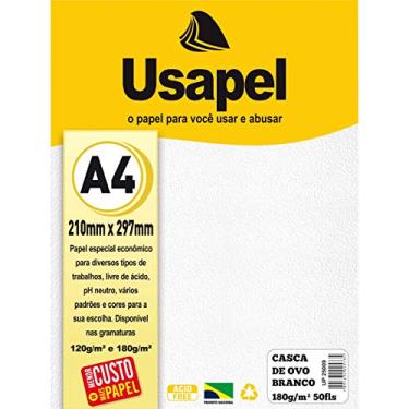 Imagem de Filiperson 25009 - Papel A4 Usapel Branco 180g. - Caixa com 50, Casca De Ovo, Branca