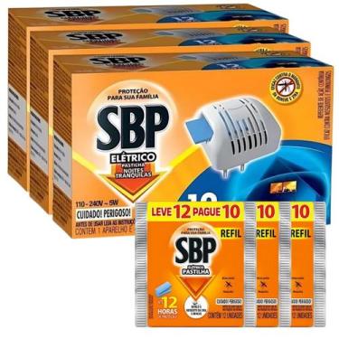 Imagem de Kit 3 Repelente Aparelho Elétrico e 48 Pastilhas Tradicional - SBP
