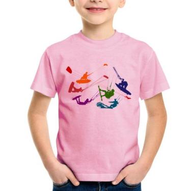 Imagem de Camiseta Infantil Kite Surf Freestyle - Foca na Moda, Rosa bebê, 8