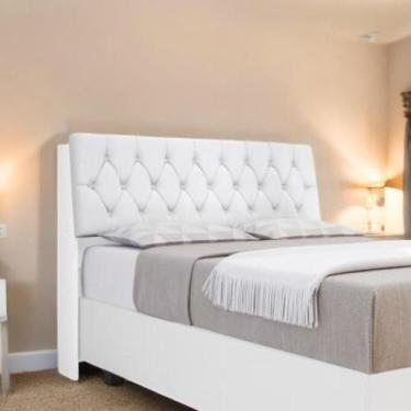 Imagem de Cabeceira Estofada Ísis Casal Branca com Capitonê Branco - Framar