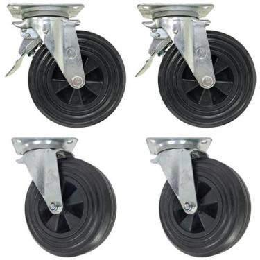 Imagem de Rodizio Giratório 2 C/ Freio e 2 S/ Freio Para Contêiner Plástico 8" -