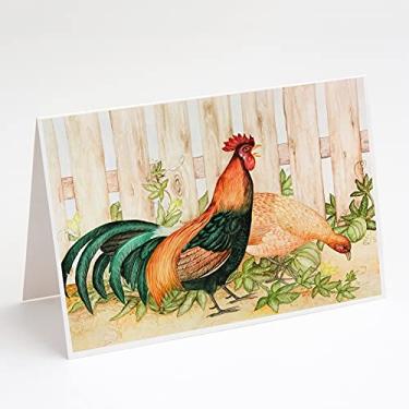 Imagem de Caroline's Treasures FHC1009GCA7P Chicken and Rooster por Ferris Hotard Cartões e Envelopes Pacote com 8 cartões A7 tamanho 12,7 x 17,8 cm, cartões em branco, 17,7 x 12,7 cm, multicoloridos