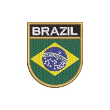 Imagem de Bandeira Do BRAZIL Patch Bordado 6,8×8 cm (D- Arquivo Matriz para bordar.)