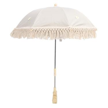 Imagem de Crampo de ângulo Ajustável No Guarda -costas do Carrinho de bebê Ao Ar Livre Com Design de Renda Fofa, Pano Oxford + Aço + Material Pp para Cadeira de Praia (Guarda -chuva de