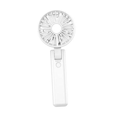 Imagem de XLWLLNJ Ventilador dobrável do ventilador dobrável de mão fã de desktop leves fã de colar recarregável USB ventilador de refrigeração pessoal para dormitório, Branco
