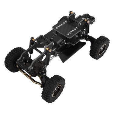 Imagem de Pothyes Metal & Carbon Fiber Chassis Frame Assembled Kit with Gearbox Brass Axle Skid Plate Wheel for 1/18 RC Crawler Redcat Ascent-18 Upgrade (Black)-2143612