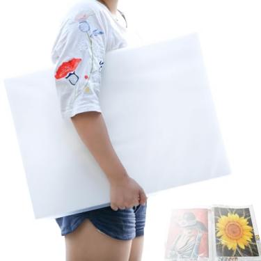 Imagem de MOTEERLLU Livro de armazenamento A2 adequado para pinturas de diamante de 56 x 38 cm, kit de arte de diamante, recipiente de armazenamento com 30 bolsos, pasta de portfólio para arte (branco)