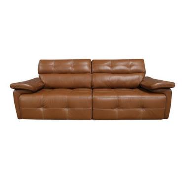 Imagem de Sofá Retrátil e Reclinável de Couro Queen 2,20 m Brown - Mempra Design