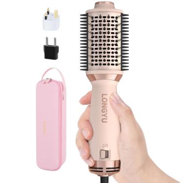 Imagem de Escova de secador de cabelo de viagem Longyu Dual Voltage Mini Hot Air Pink