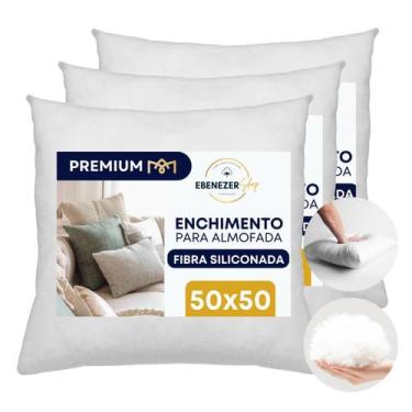Imagem de Kit 3 Enchimento de Almofada 50x50cm Refil Fibra Siliconada Antialérgi