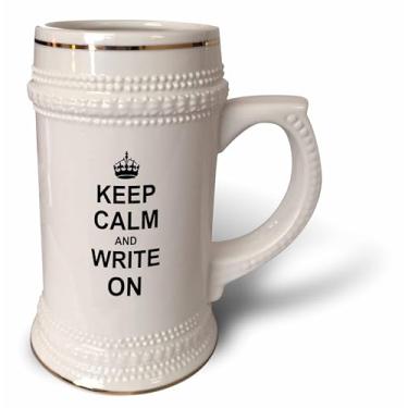 Imagem de 3dRose Keep Calm Carry on Writing-Author pHD Thesis Writer Gifts Fun Funny Humorous Mug, 530 g (STN_157787_1), 623 g Stein, Branco