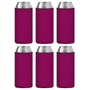 Imagem de TahoeBay 6 mangas finas de lata – Coolers de cerveja de neoprene em branco – Compatível com RedBull de 325 ml, Michelob Ultra, seltzer de espiga branca (framboesa, 6)