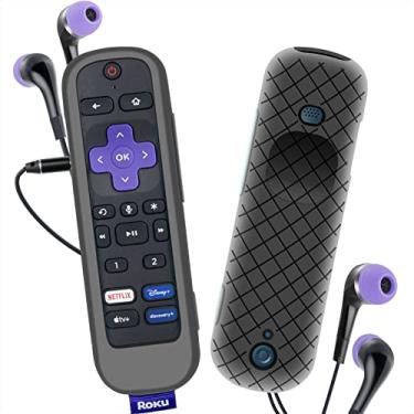 Imagem de Capa para Roku Voice Remote Pro, capa para fone de ouvido Roku, controle recarregável, capa de silicone preta