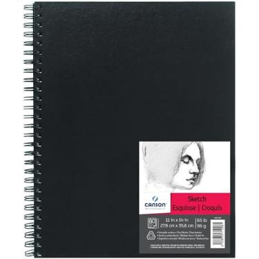 Imagem de Canson Caderno de desenho da série Artista, diário com encadernação, 28 x 35,5 cm, 160 folhas (96 g) - Papel de artista para adultos e estudantes - Grafite, carvão, lápis, lápis de cor