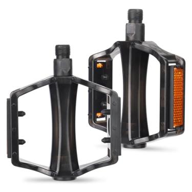 Imagem de MEGHNA Pedal de bicicleta antiderrapante de 9/40.6 cm - resistente com pedais listrados reflexivos para mountain bike bicicleta infantil Beach Cruiser bicicleta dobrável (preto)