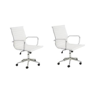 Imagem de Conjunto 2 Cadeiras De Escritório Diretor Office Sevilha Rivatti Móveis Branco